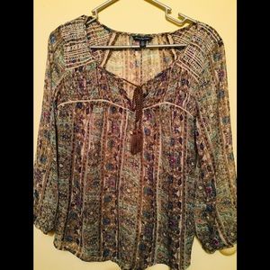 Bohemian style long sleeve shirt and skirt set